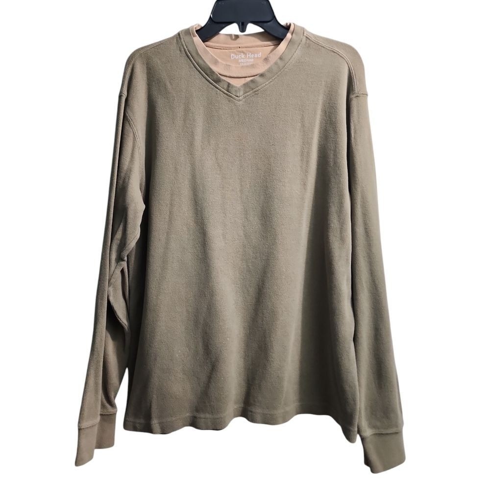 Duck Head Men's Classic V-Neck Long Sleeve Cotton Pullover Sweater Casual Medium